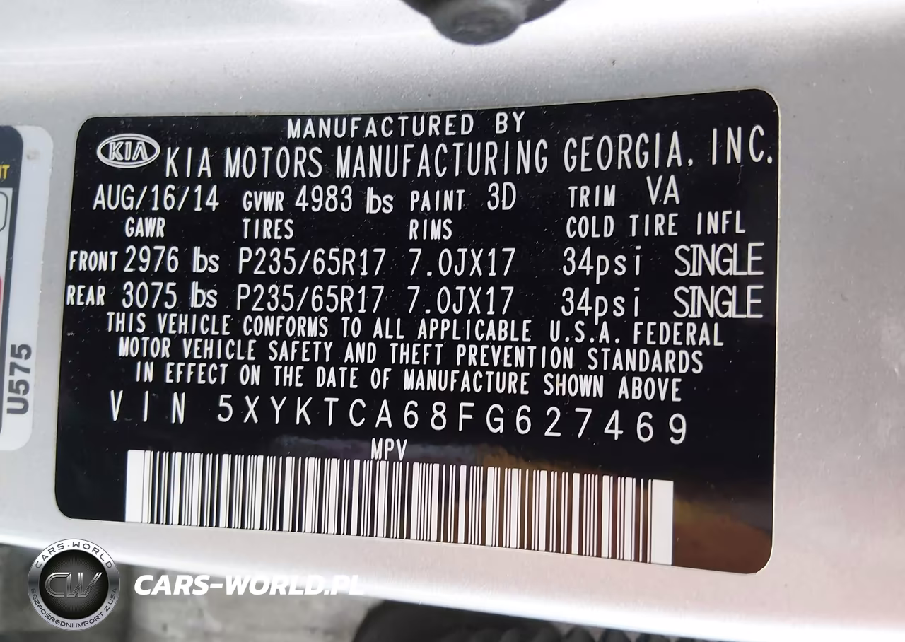 2015 Kia Sorento Lx VIN:5XYKTCA68FG627469 - 8