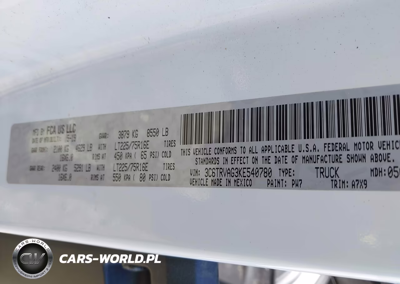 2019 Ram Promaster 1500 Low Roof 136 Wb VIN:3C6TRVAG3KE540780 - 9