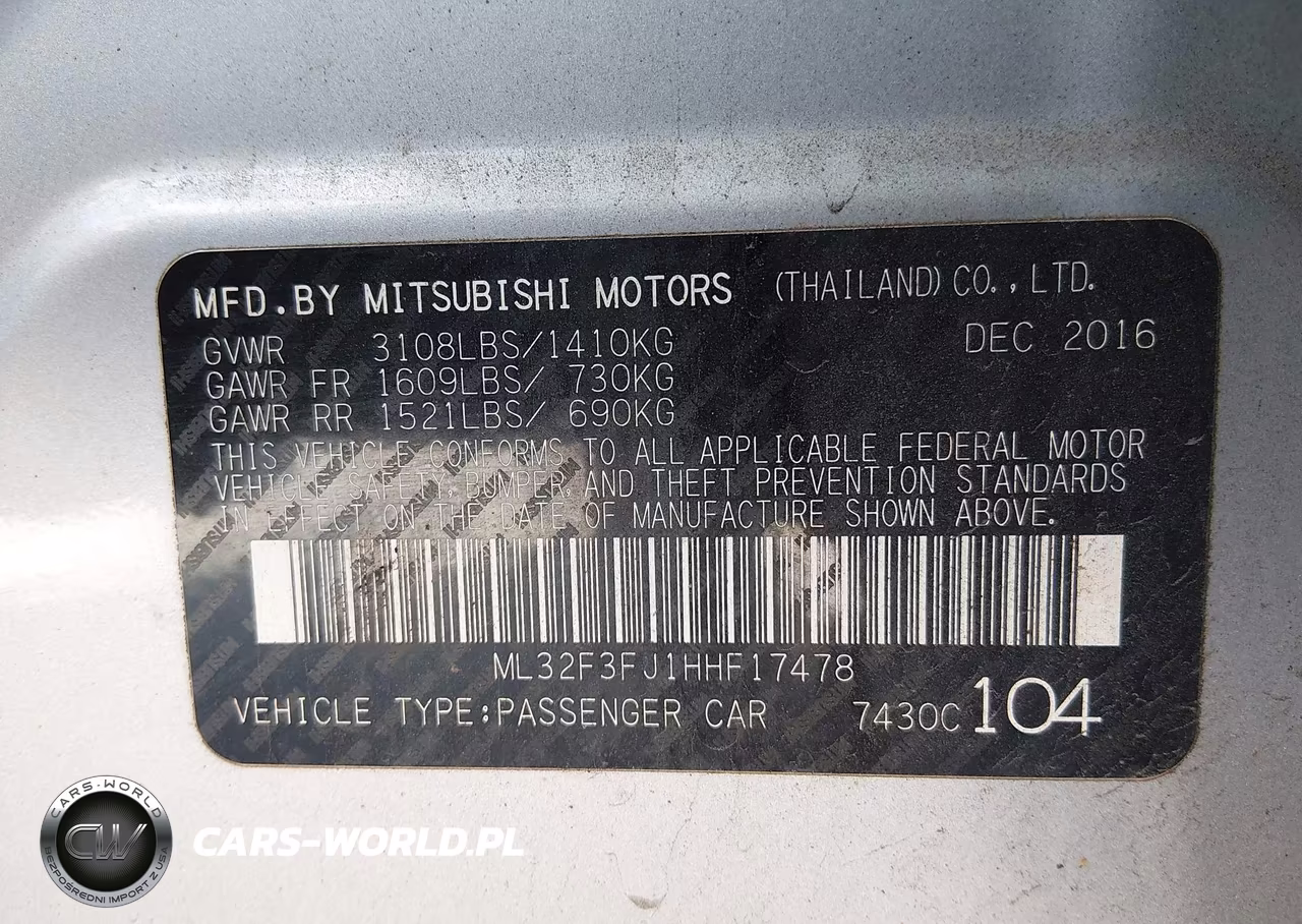 2017 Mitsubishi Mirage G4 Es VIN:ML32F3FJ1HHF17478 - 9