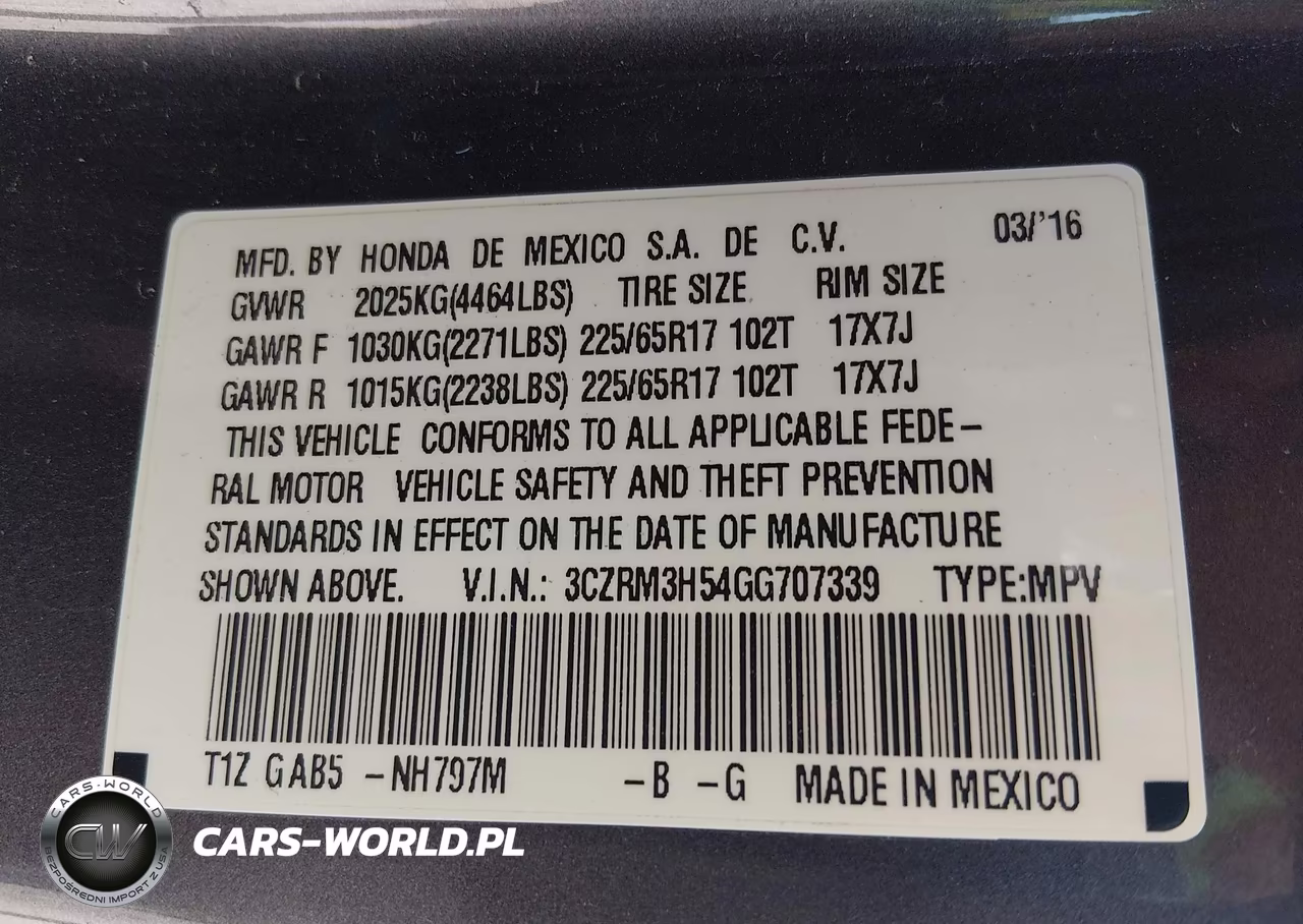 2016 Honda Cr-V Ex VIN:3CZRM3H54GG707339 - 9