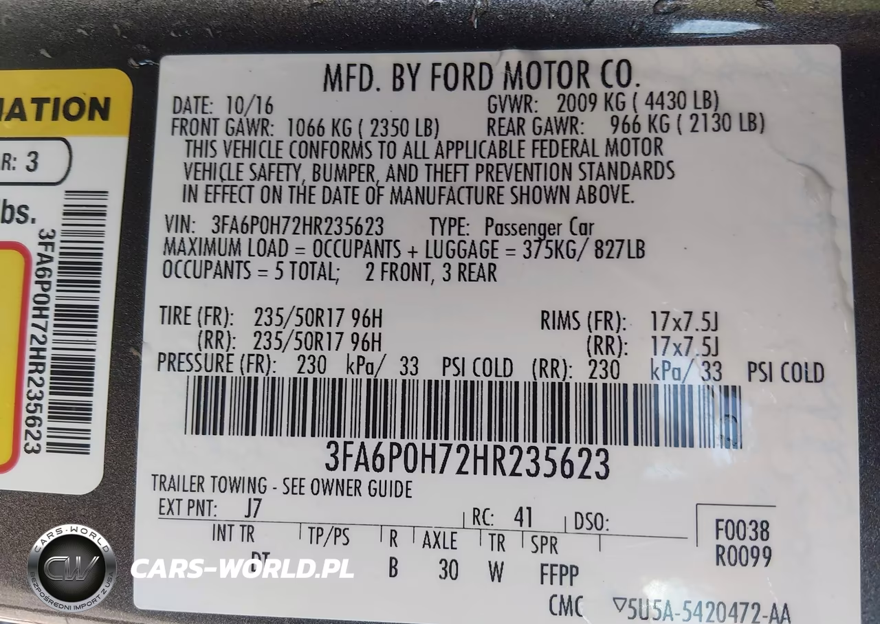 2017 Ford Fusion Se VIN:3FA6P0H72HR235623 - 9