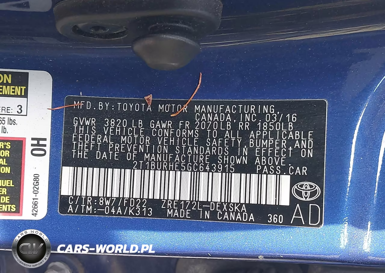 2016 Toyota Corolla S Plus VIN:2T1BURHE5GC643915 - 9