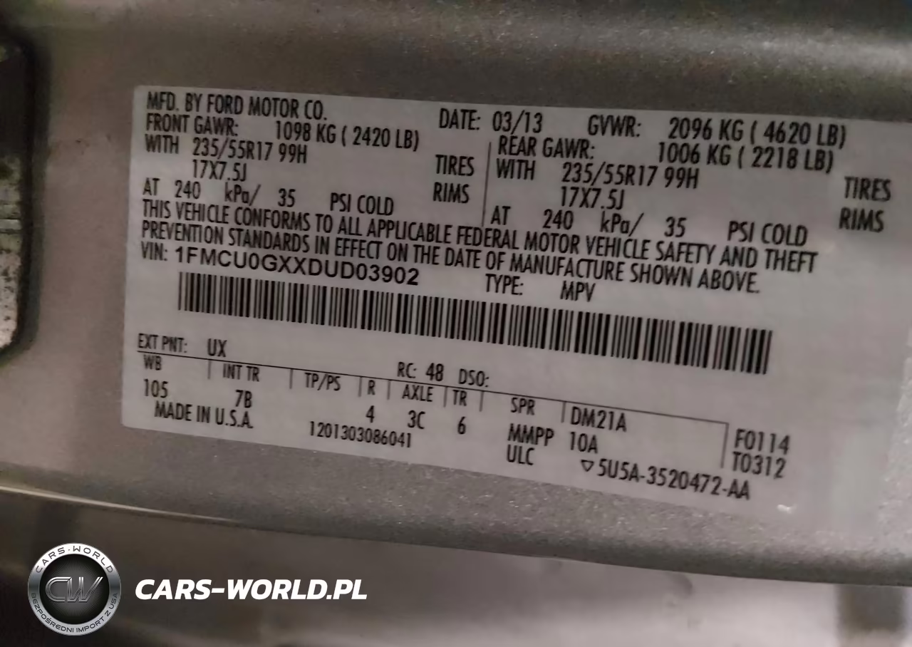 2013 Ford Escape Se VIN:1FMCU0GXXDUD03902 - 9