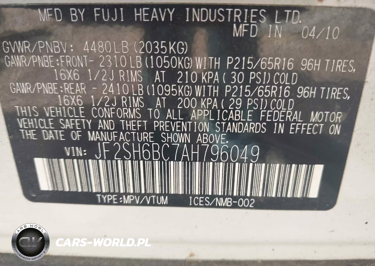 2010 Subaru Forester 2.5X VIN:JF2SH6BC7AH796049 - 9