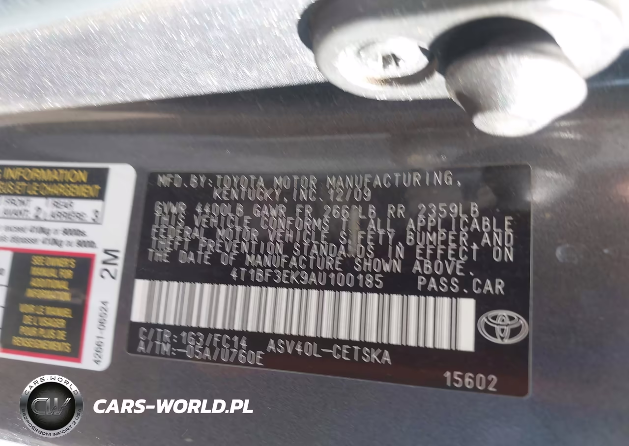 2010 Toyota Camry Se VIN:4T1BF3EK9AU100185 - 9