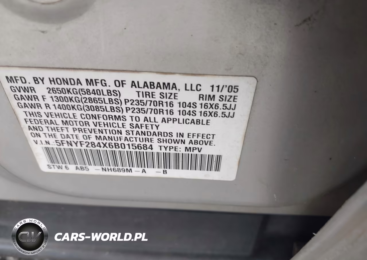 2006 Honda Pilot Ex VIN:5FNYF284X6B015684 - 9