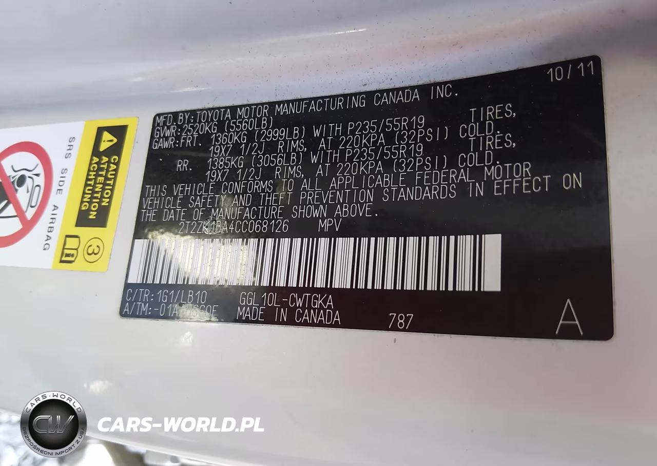 2012 Lexus Rx 350 VIN:2T2ZK1BA4CC068126 - 9