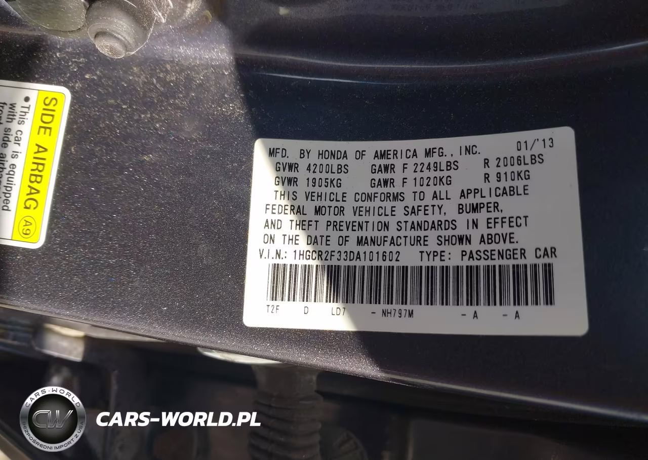 2013 Honda Accord Lx VIN:1HGCR2F33DA101602 - 9