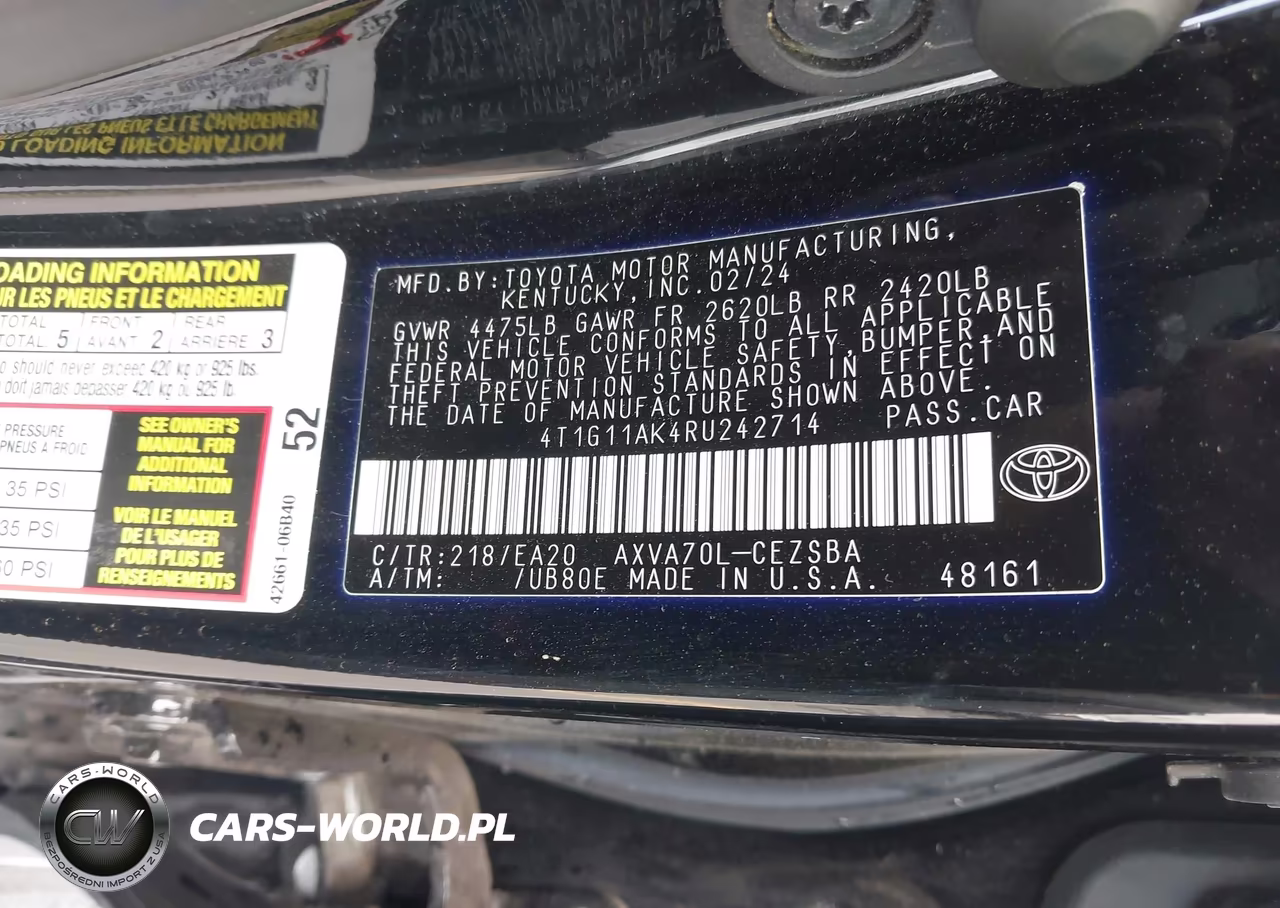 2024 Toyota Camry Se VIN:4T1G11AK4RU242714 - 9