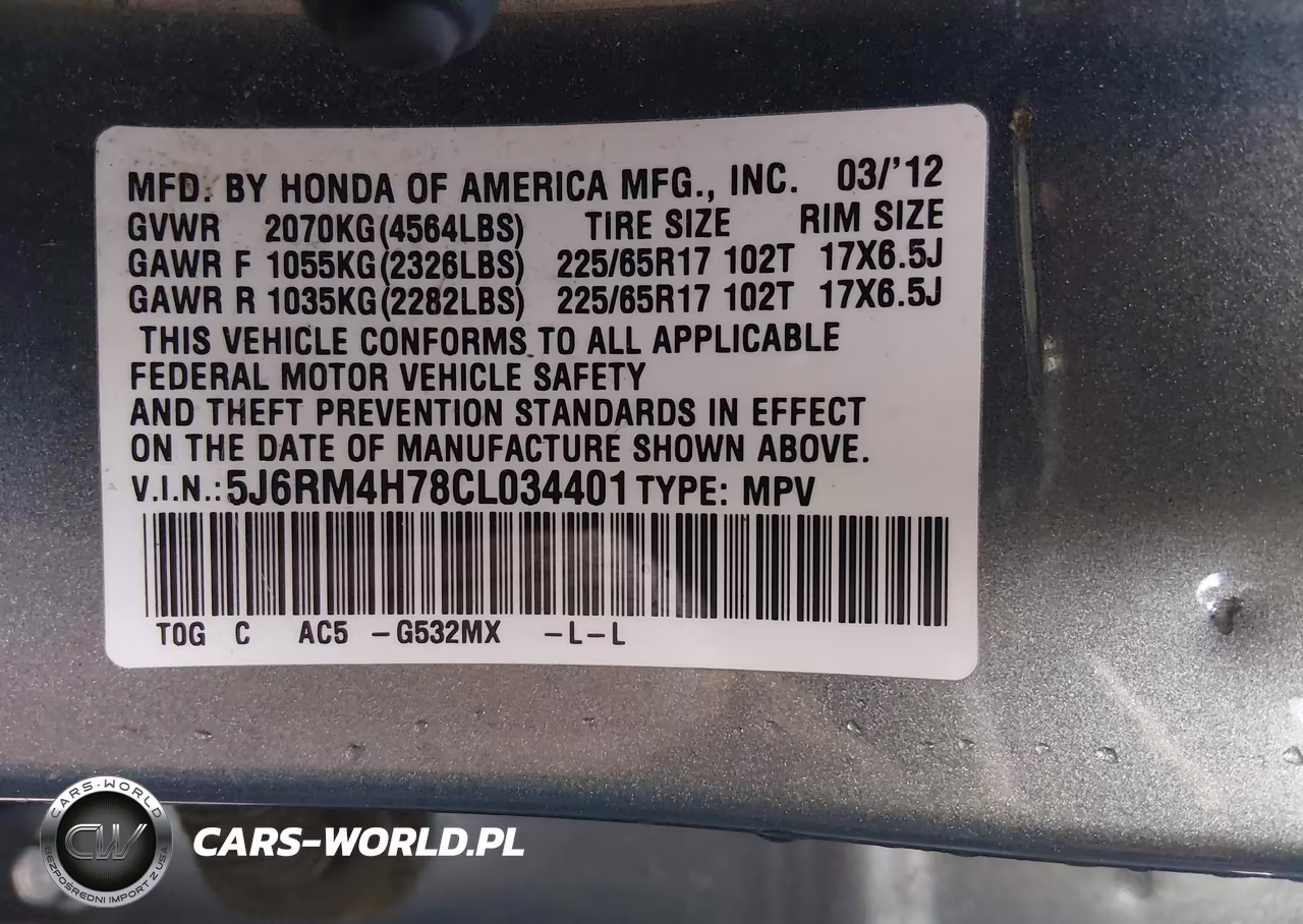 2012 Honda Cr-V Ex-L VIN:5J6RM4H78CL034401 - 9