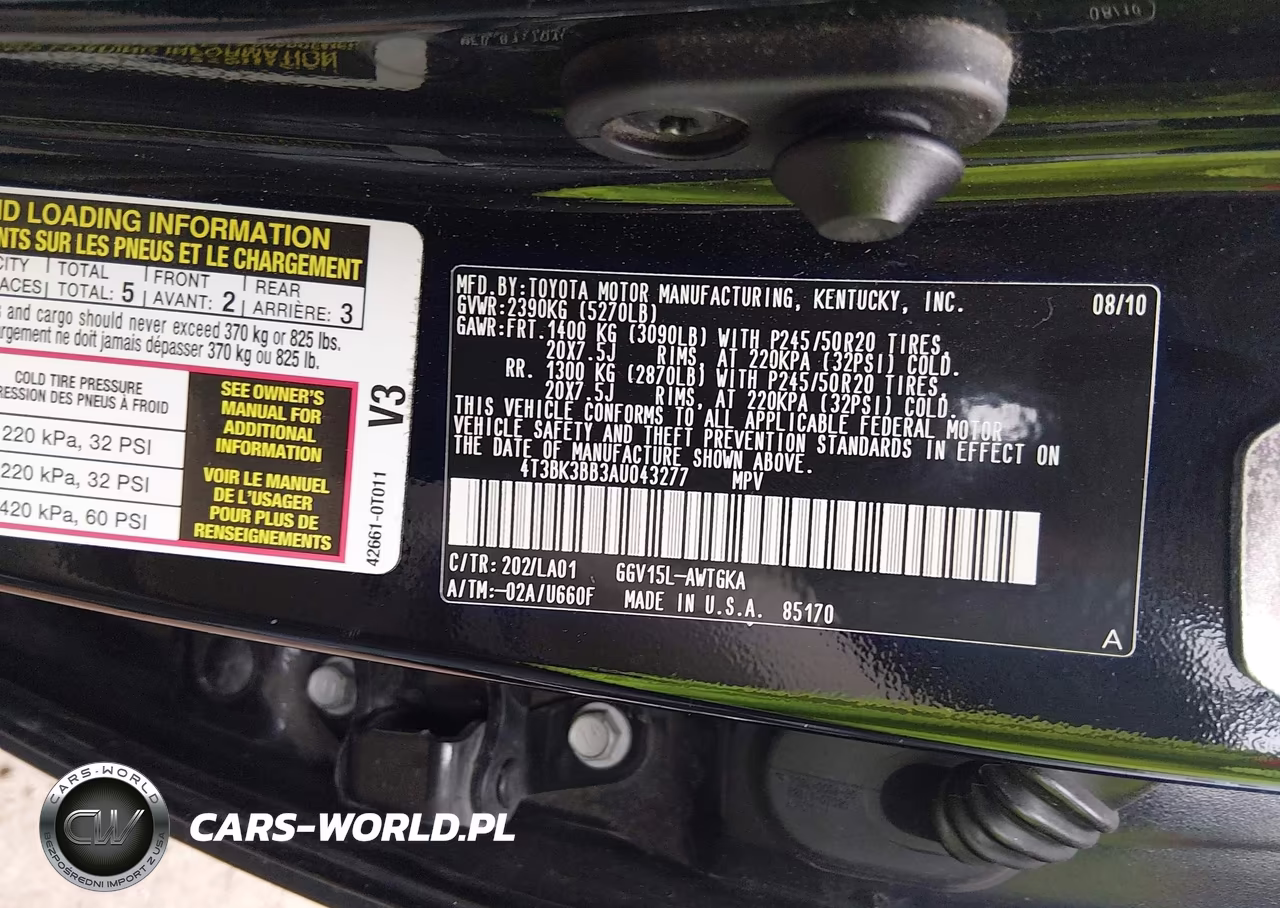 2010 Toyota Venza Base V6 VIN:4T3BK3BB3AU043277 - 9