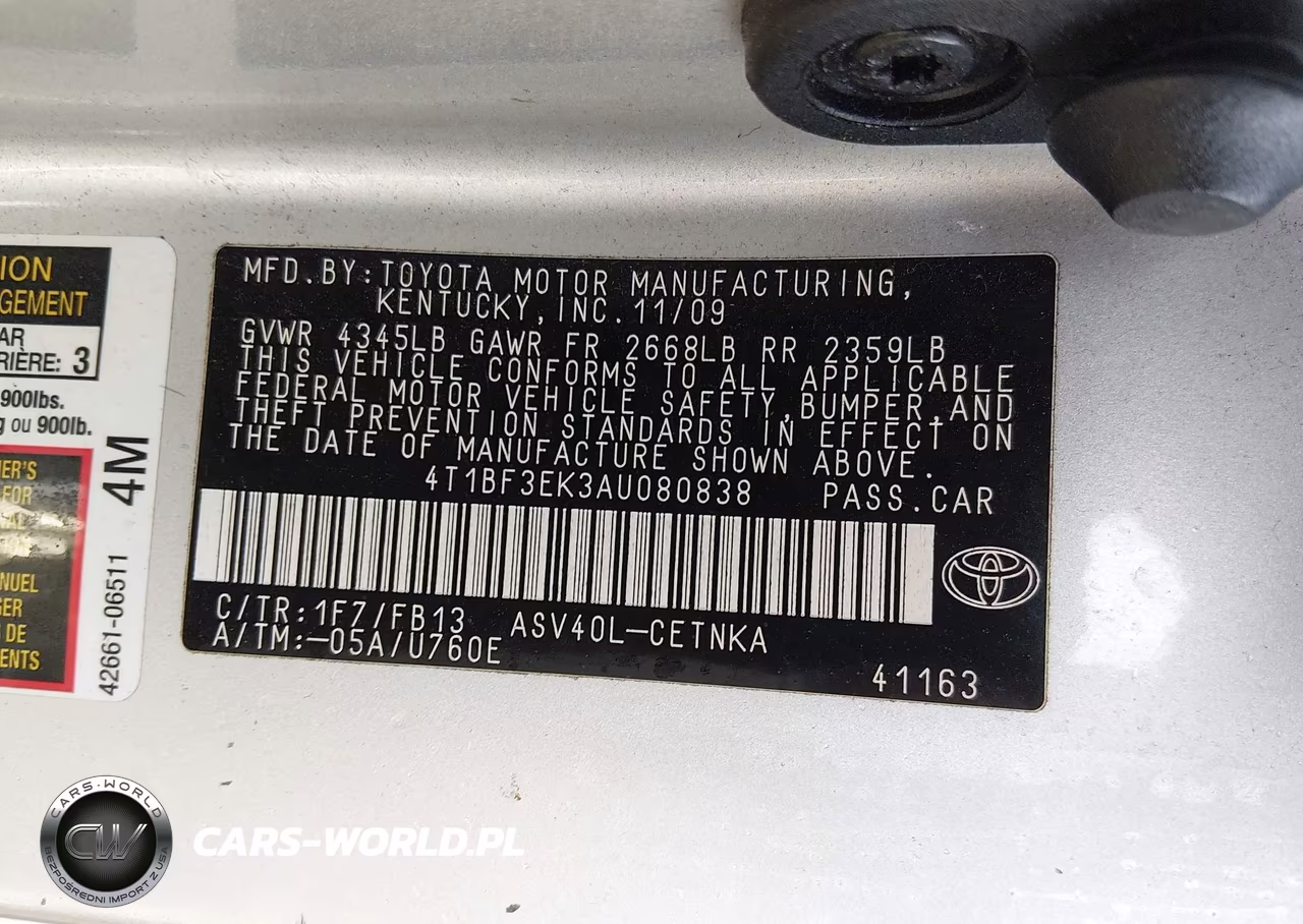 2010 Toyota Camry Le VIN:4T1BF3EK3AU080838 - 9