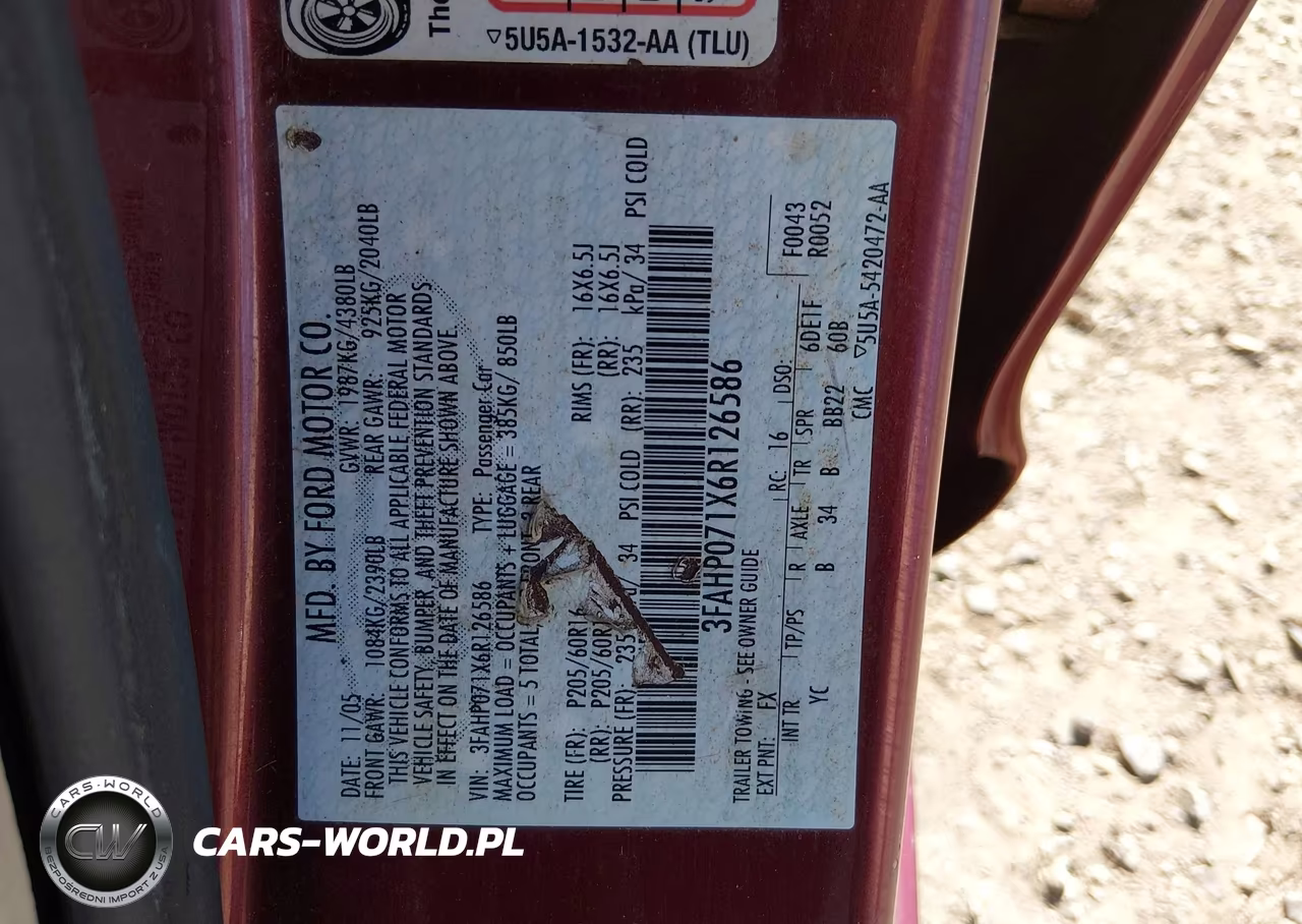 2006 Ford Fusion Se VIN:3FAHP071X6R126586 - 9