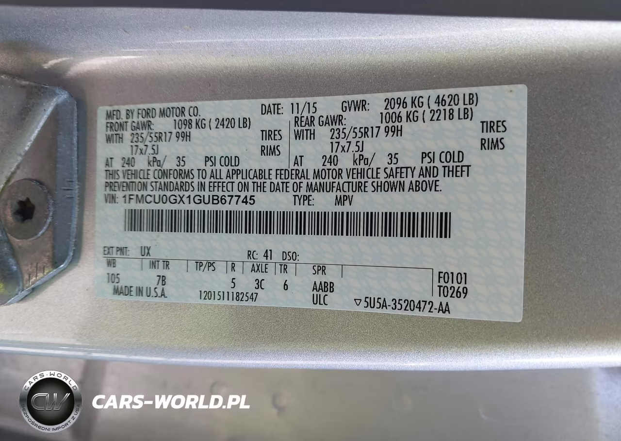2016 Ford Escape Se VIN:1FMCU0GX1GUB67745 - 9