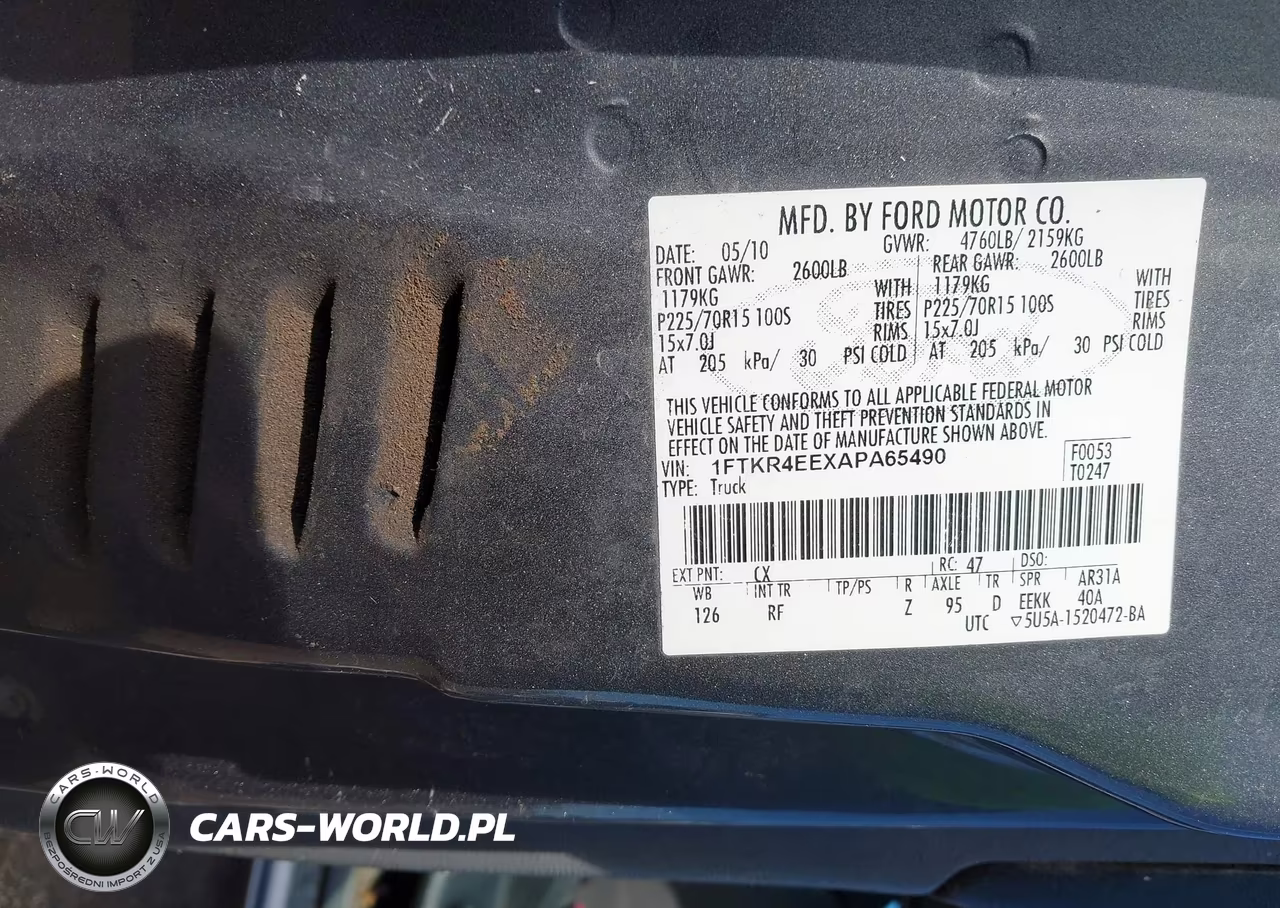 2010 Ford Ranger Sport-Xlt VIN:1FTKR4EEXAPA65490 - 9