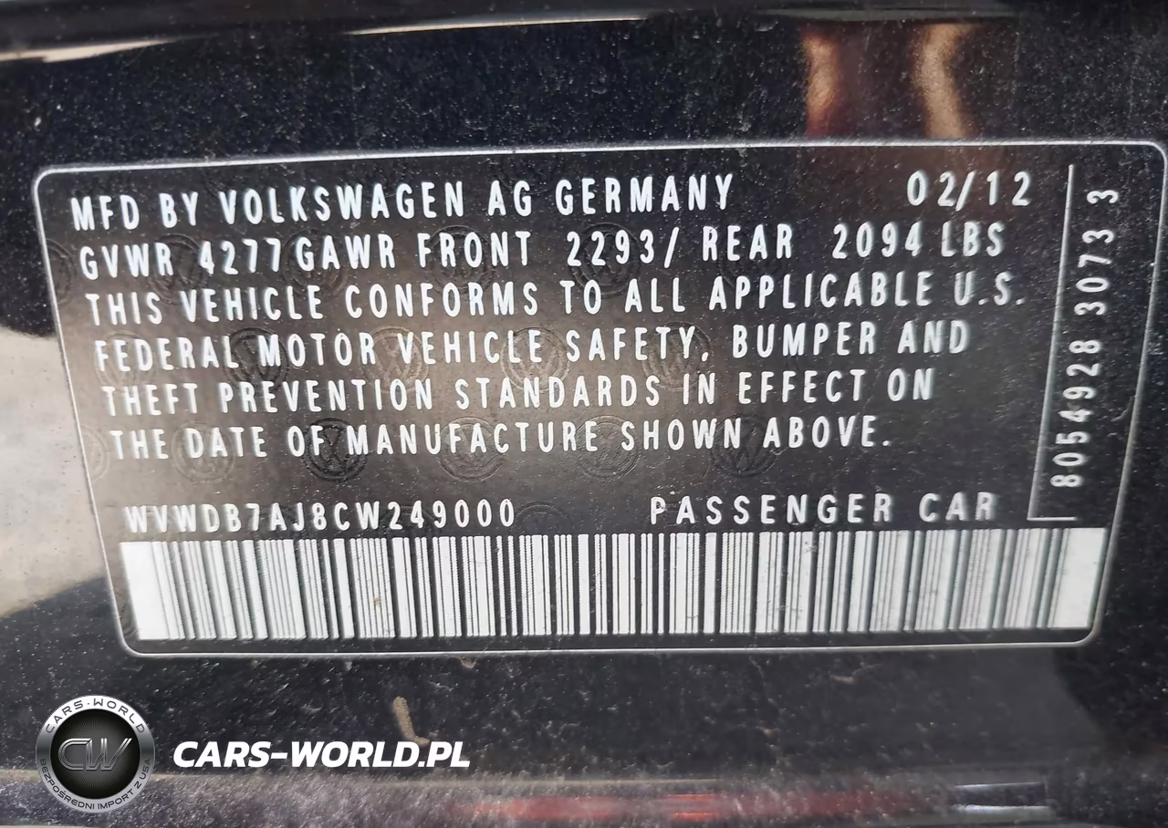 2012 Volkswagen Golf 2.5L 4-Door VIN:WVWDB7AJ8CW249000 - 9