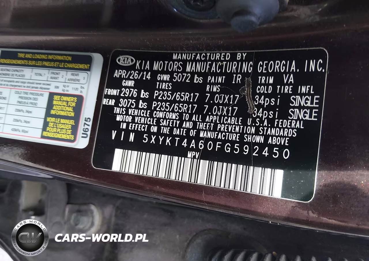 2015 Kia Sorento Lx VIN:5XYKT4A60FG592450 - 9