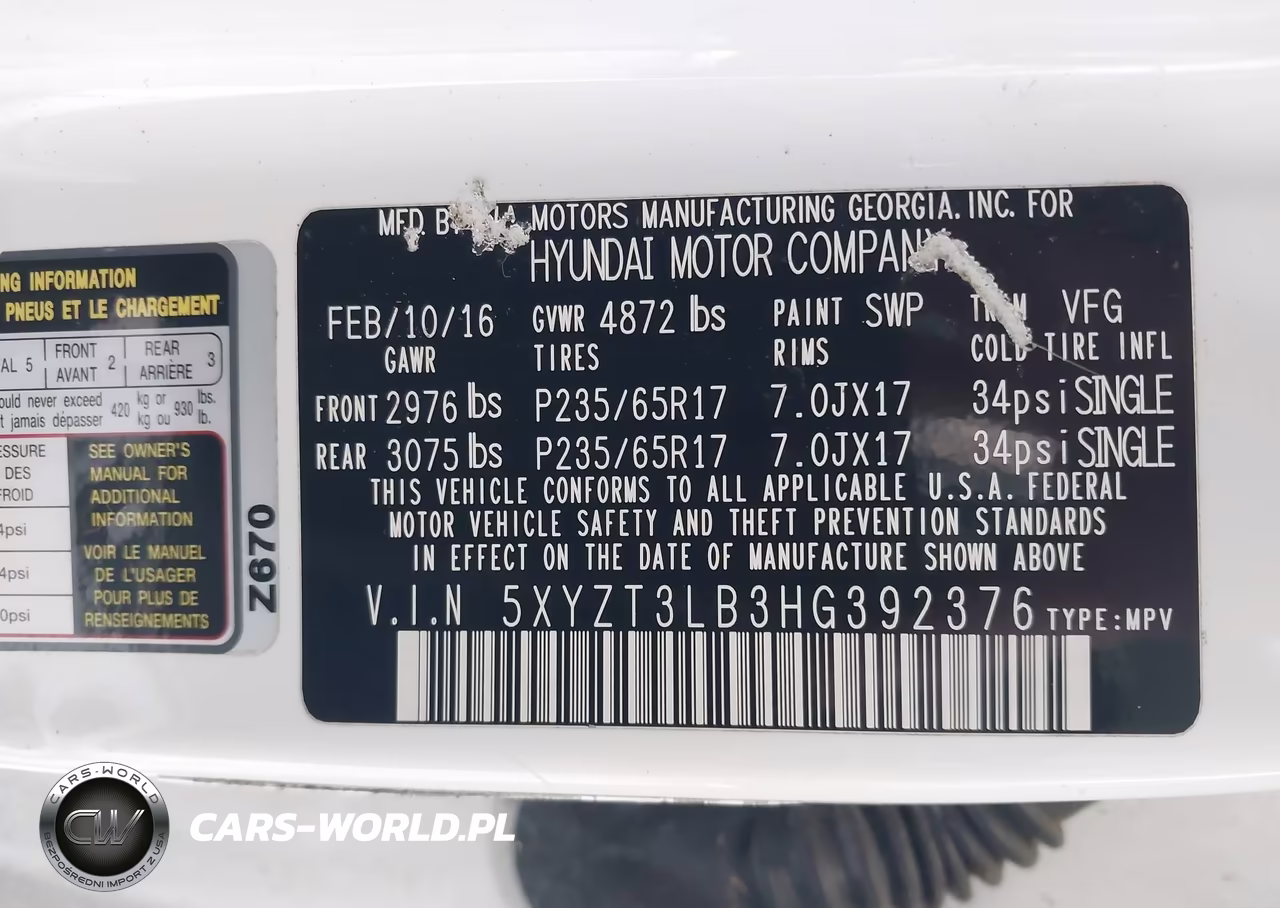 2017 Hyundai Santa Fe Sport 2.4L VIN:5XYZT3LB3HG392376 - 9