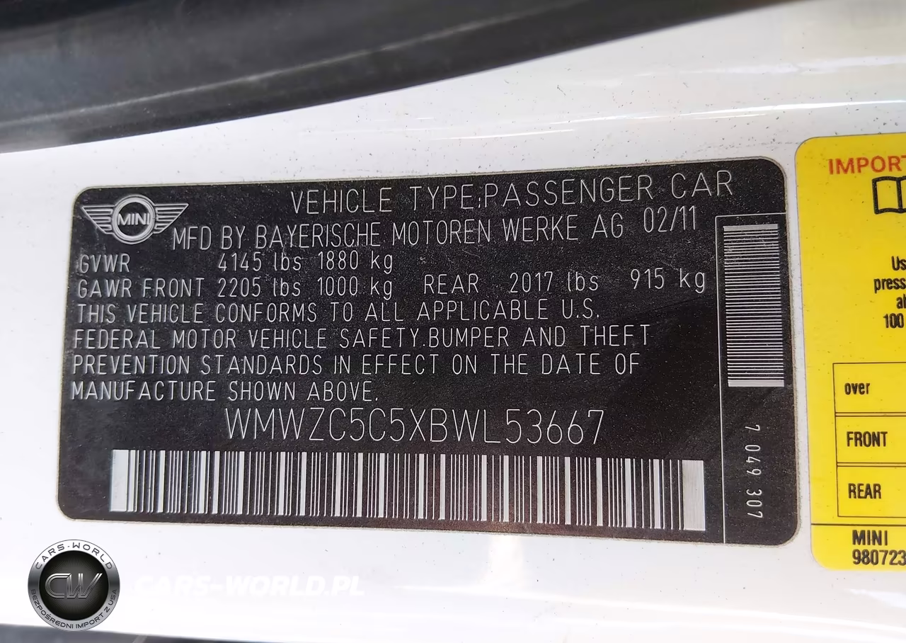 2011 Mini Cooper S Countryman VIN:WMWZC5C5XBWL53667 - 9