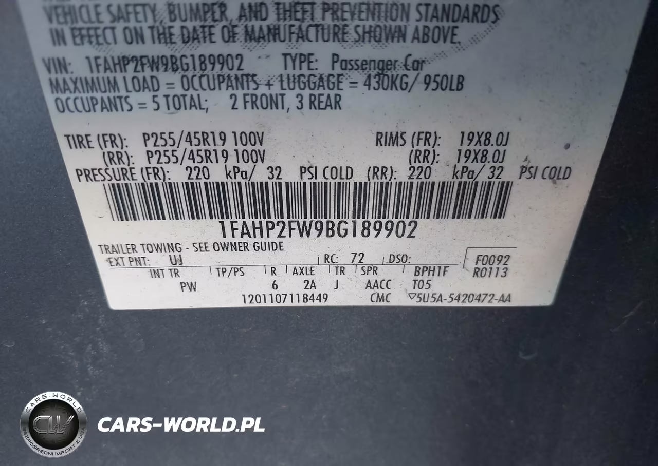 2011 Ford Taurus Limited VIN:1FAHP2FW9BG189902 - 9