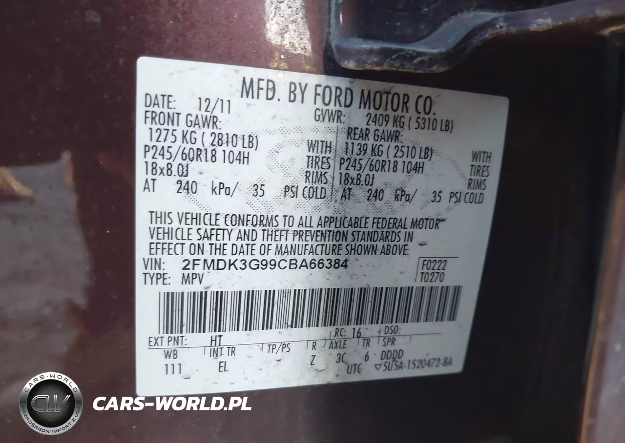 2012 Ford Edge Se VIN:2FMDK3G99CBA66384 - 9