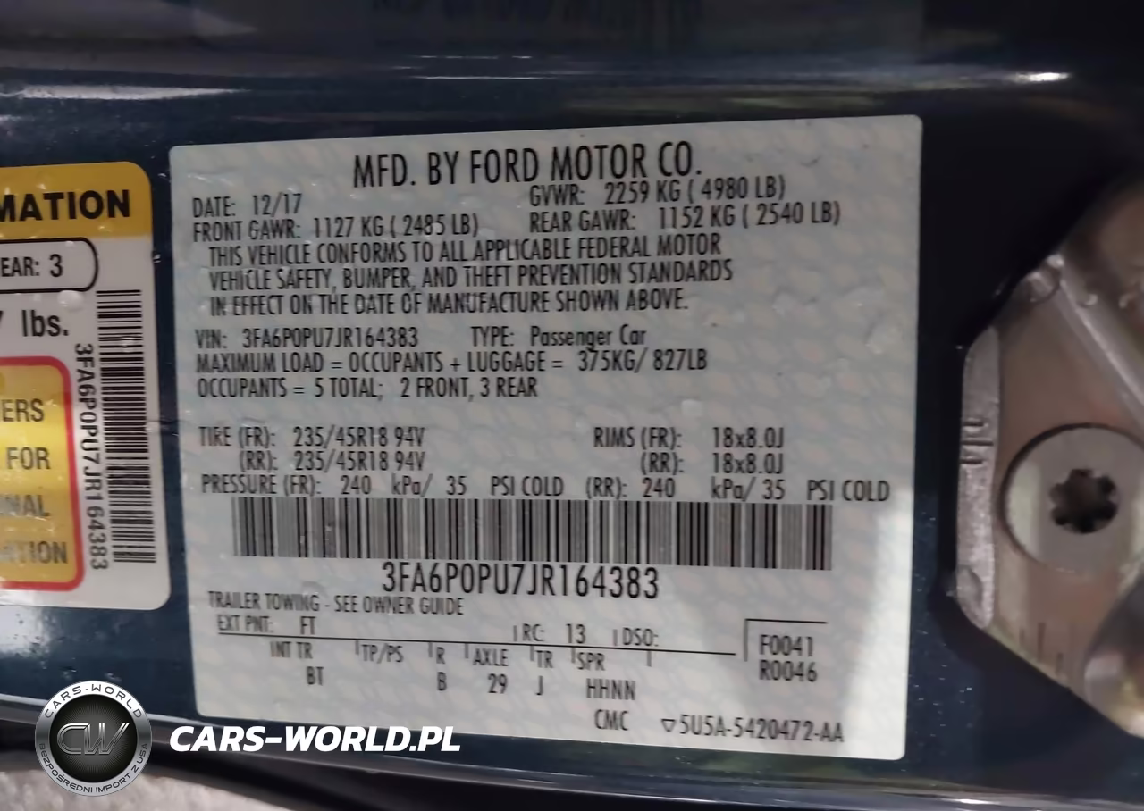 2018 Ford Fusion Energi Se Luxury VIN:3FA6P0PU7JR164383 - 9