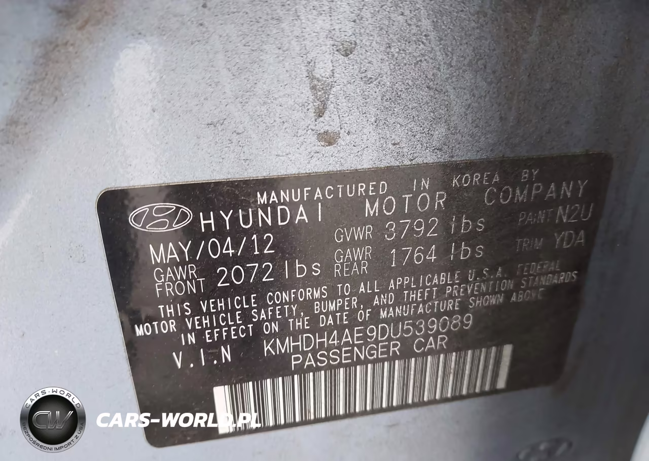 2013 Hyundai Elantra Gls VIN:KMHDH4AE9DU539089 - 9