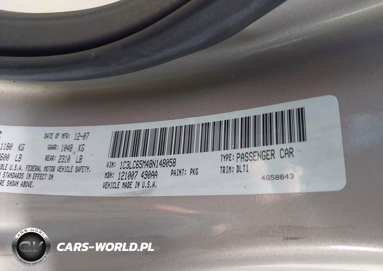 2008 Chrysler Sebring Limited VIN:1C3LC65M48N148058 - 9