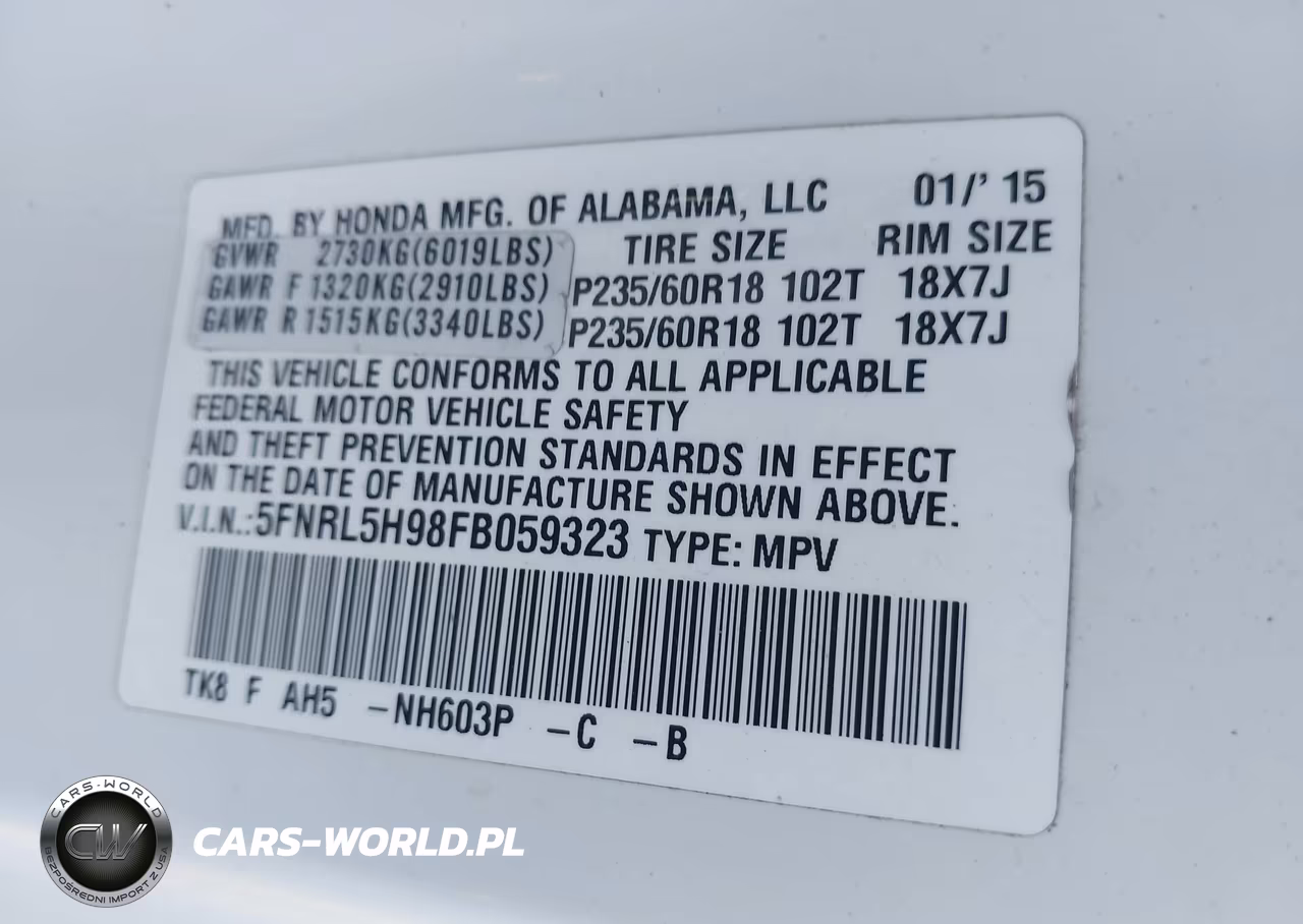 2015 Honda Odyssey Touring-Touring Elite VIN:5FNRL5H98FB059323 - 9