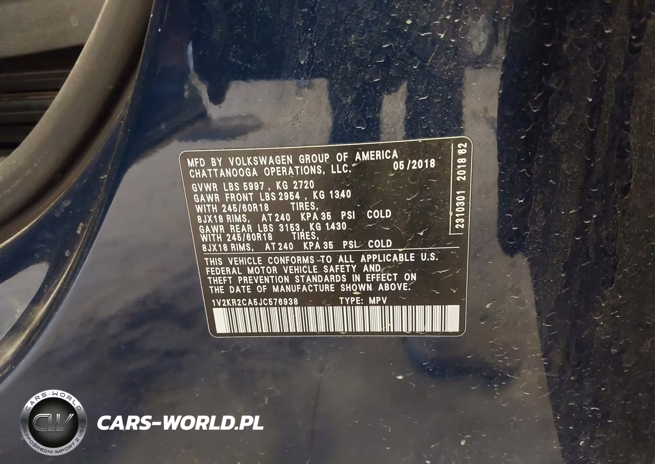 2018 Volkswagen Atlas 3.6L V6 Se VIN:1V2KR2CA5JC576938 - 9