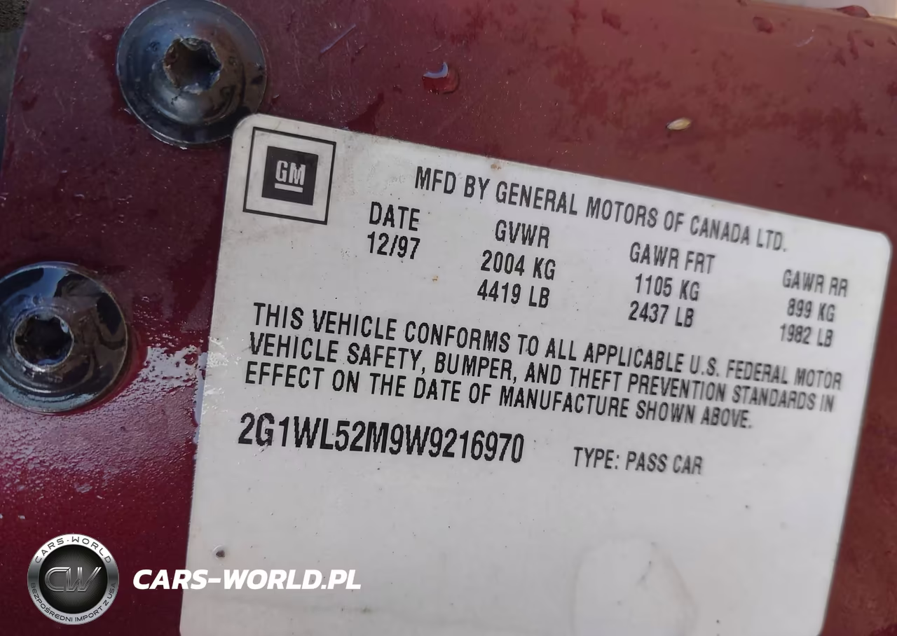 1998 Chevrolet Lumina VIN:2G1WL52M9W9216970 - 9
