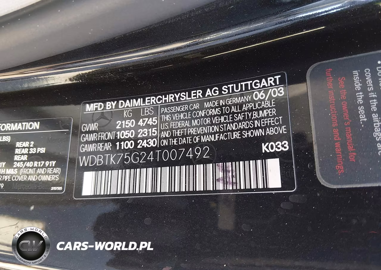 2004 Mercedes-Benz Clk 500 VIN:WDBTK75G24T007492 - 9