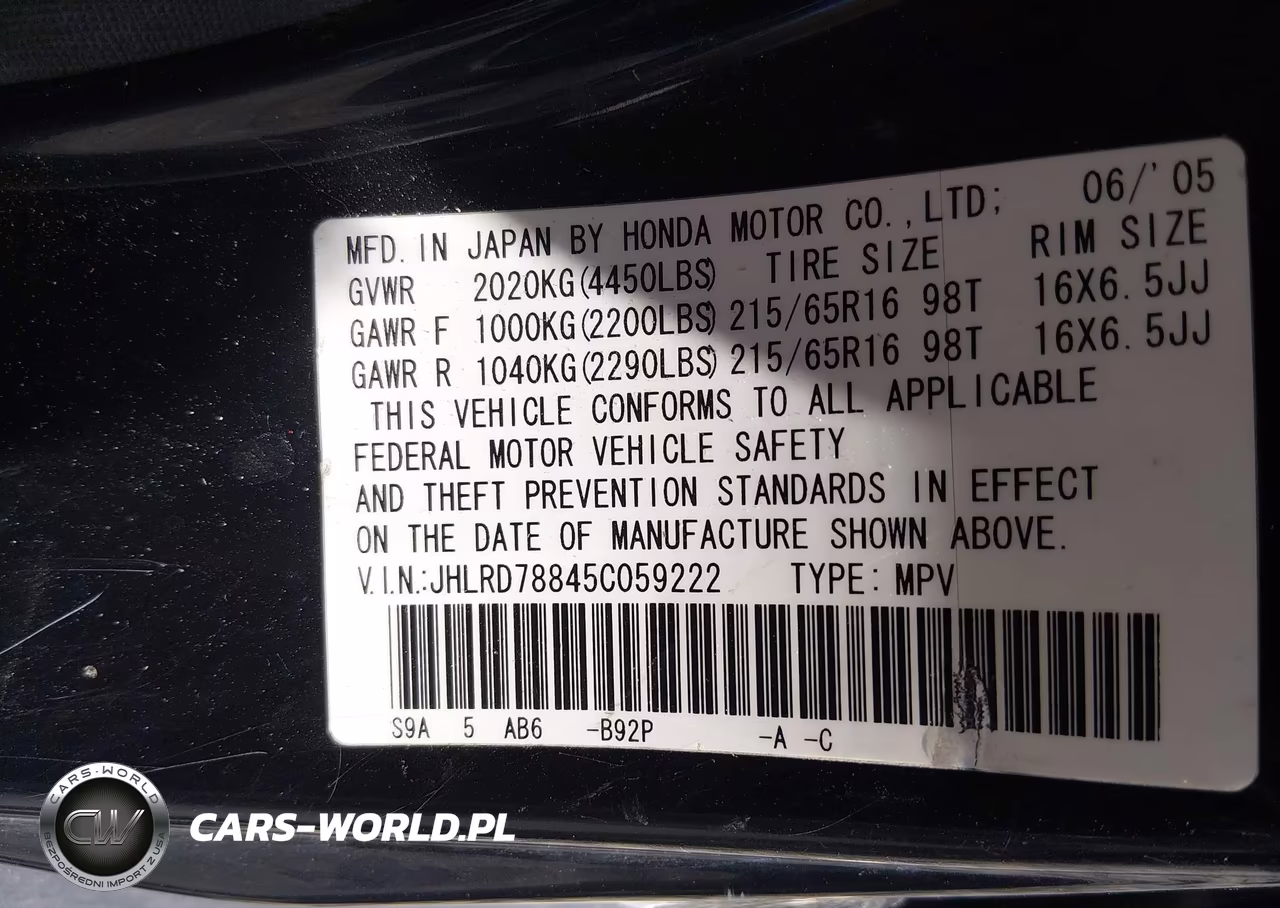 2005 Honda Cr-V Ex VIN:JHLRD78845C059222 - 9