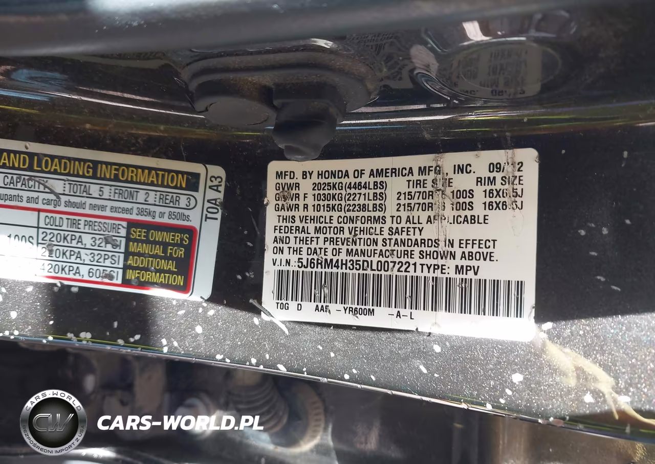 2013 Honda Cr-V Lx VIN:5J6RM4H35DL007221 - 9