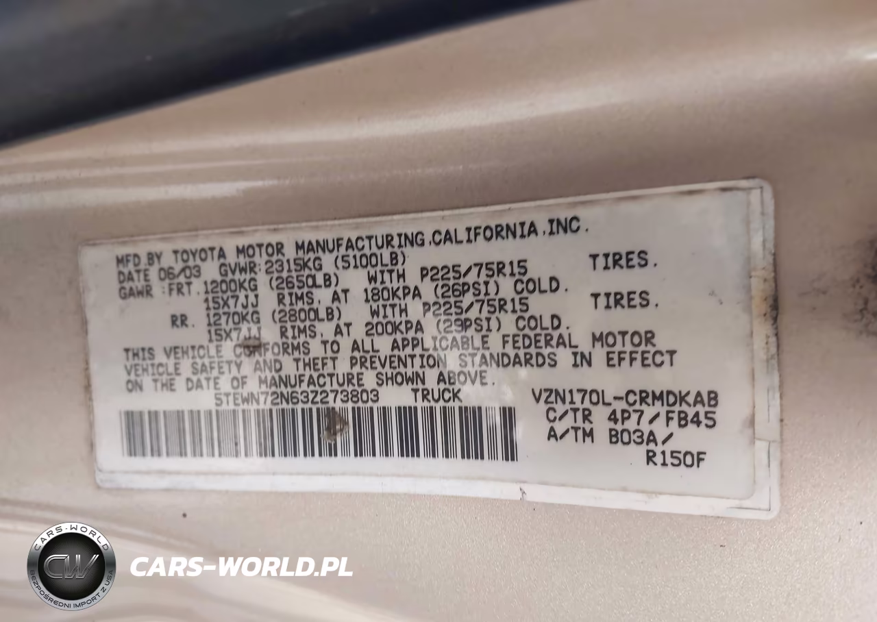 2003 Toyota Tacoma Base V6 VIN:5TEWN72N63Z273803 - 9