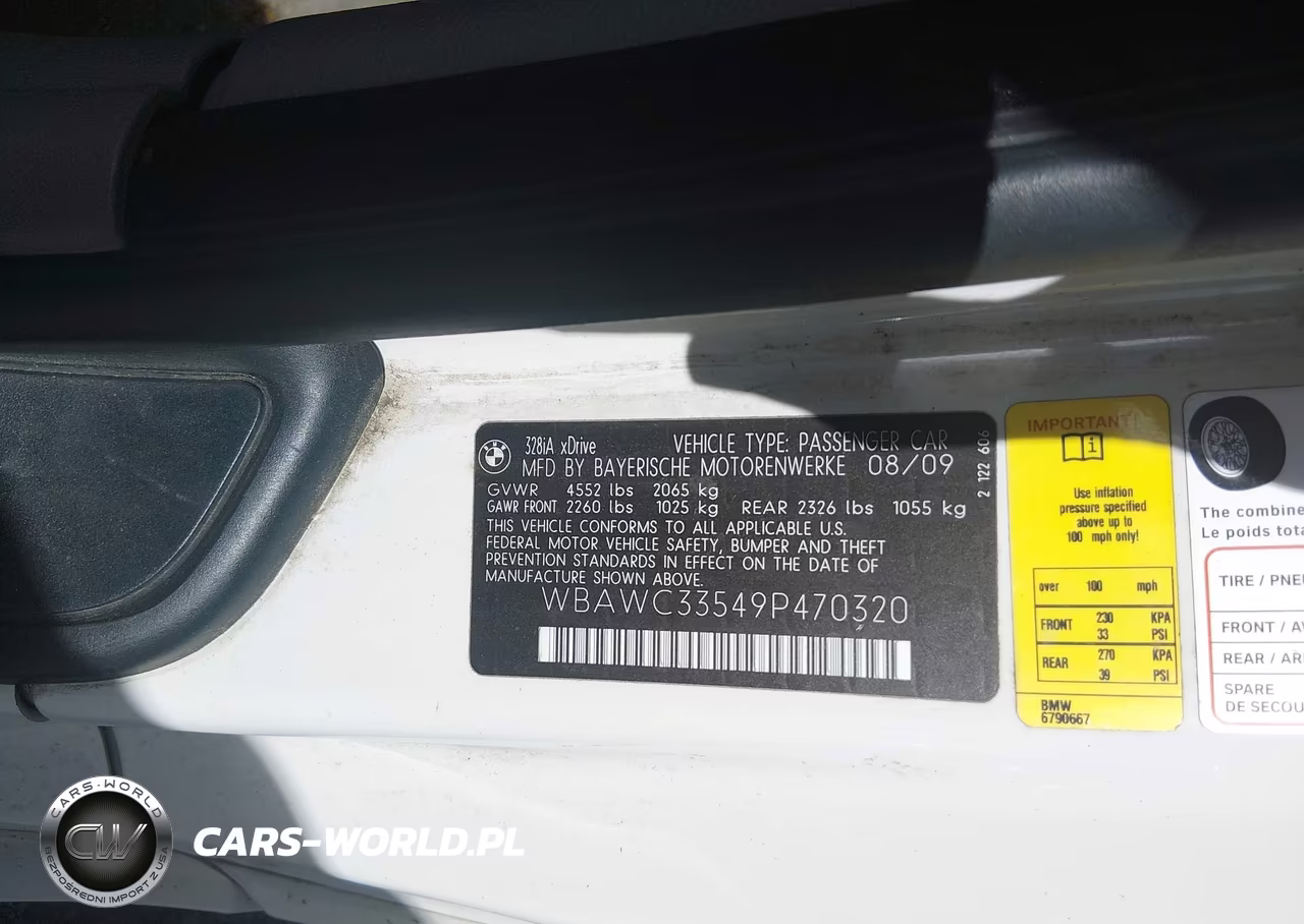 2009 BMW 328I xDrive VIN:WBAWC33549P470320 - 9
