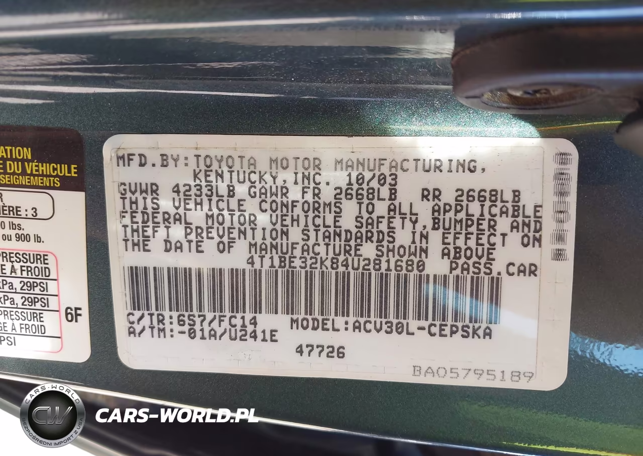 2004 Toyota Camry Se VIN:4T1BE32K84U281680 - 9