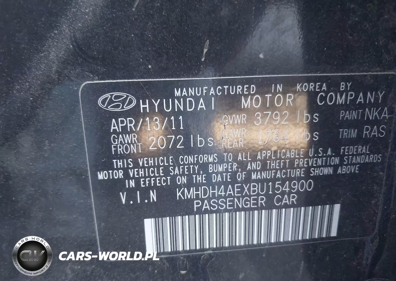 2011 Hyundai Elantra Gls (Ulsan Plant) VIN:KMHDH4AEXBU154900 - 9