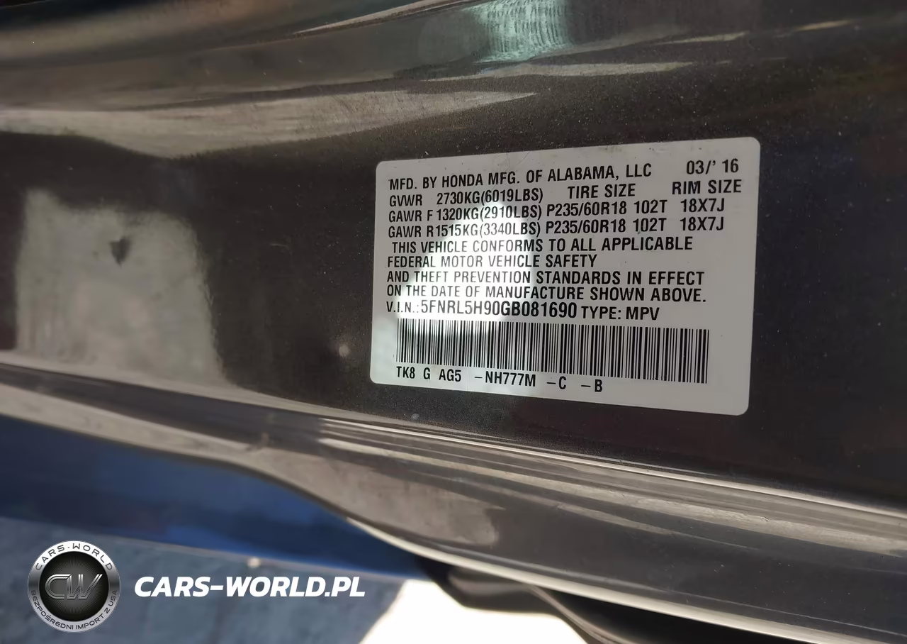 2016 Honda Odyssey Touring-Touring Elite VIN:5FNRL5H90GB081690 - 9