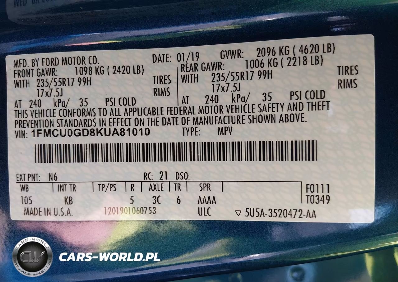 2019 Ford Escape Se VIN:1FMCU0GD8KUA81010 - 9