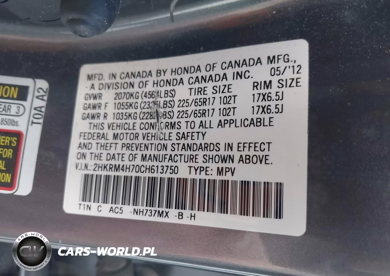2012 Honda Cr-V Ex-L VIN:2HKRM4H70CH613750 - 9
