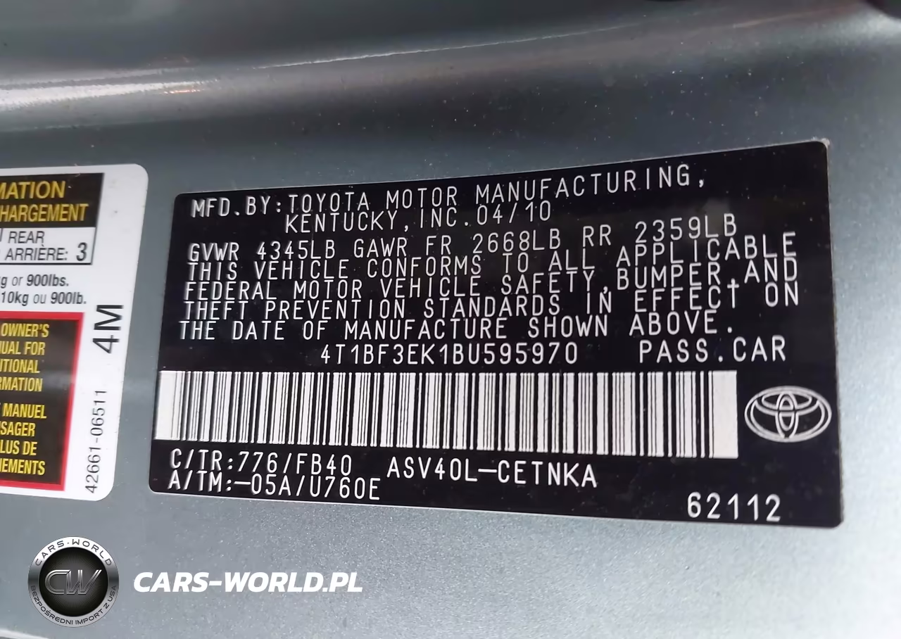 2011 Toyota Camry Le VIN:4T1BF3EK1BU595970 - 9
