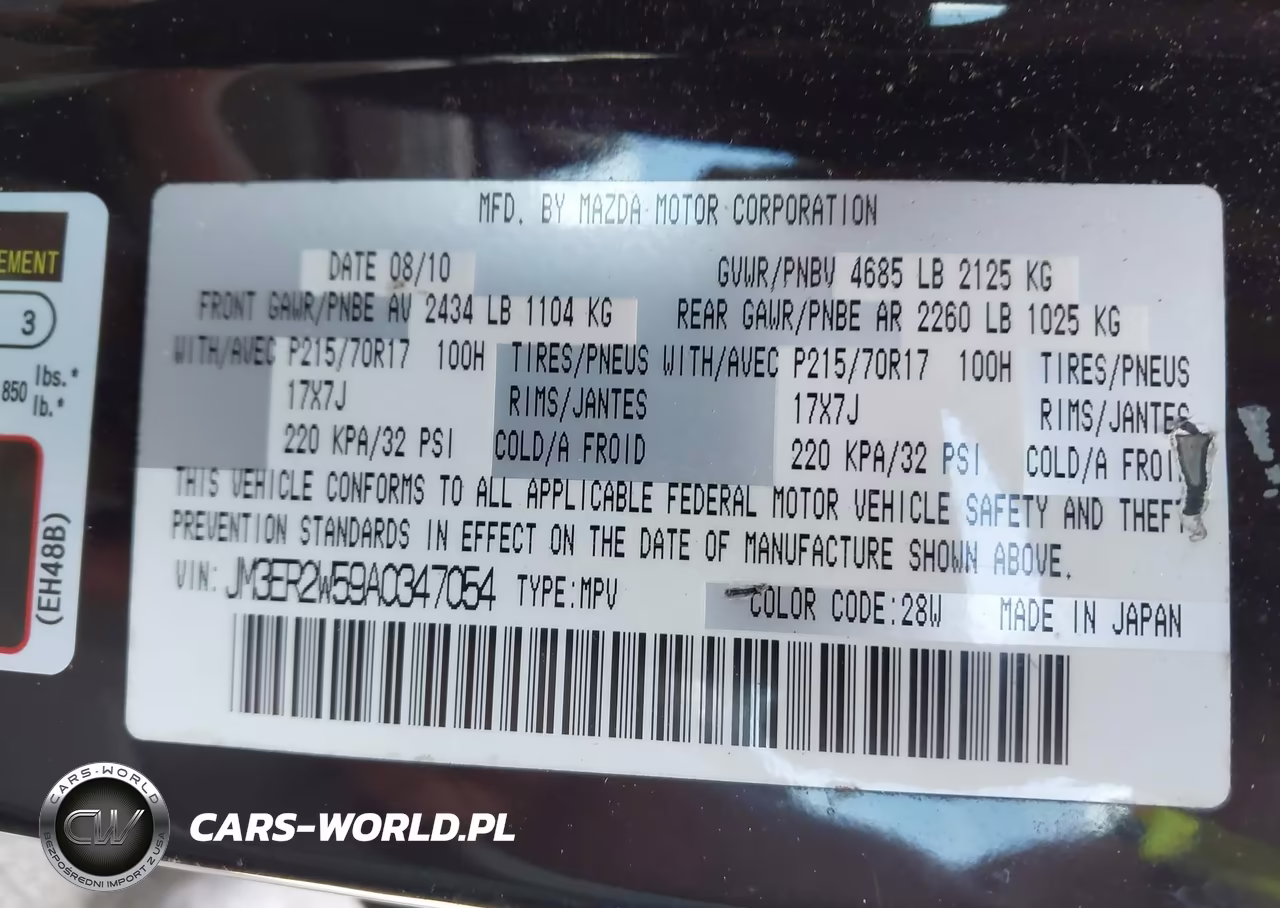 2010 Mazda Cx-7 I Sport VIN:JM3ER2W59A0347054 - 9