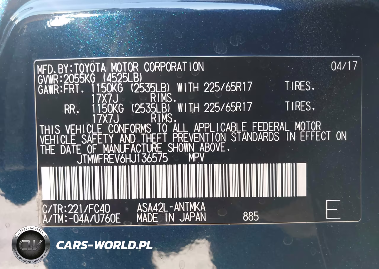 2017 Toyota Rav4 Xle VIN:JTMWFREV6HJ136575 - 9