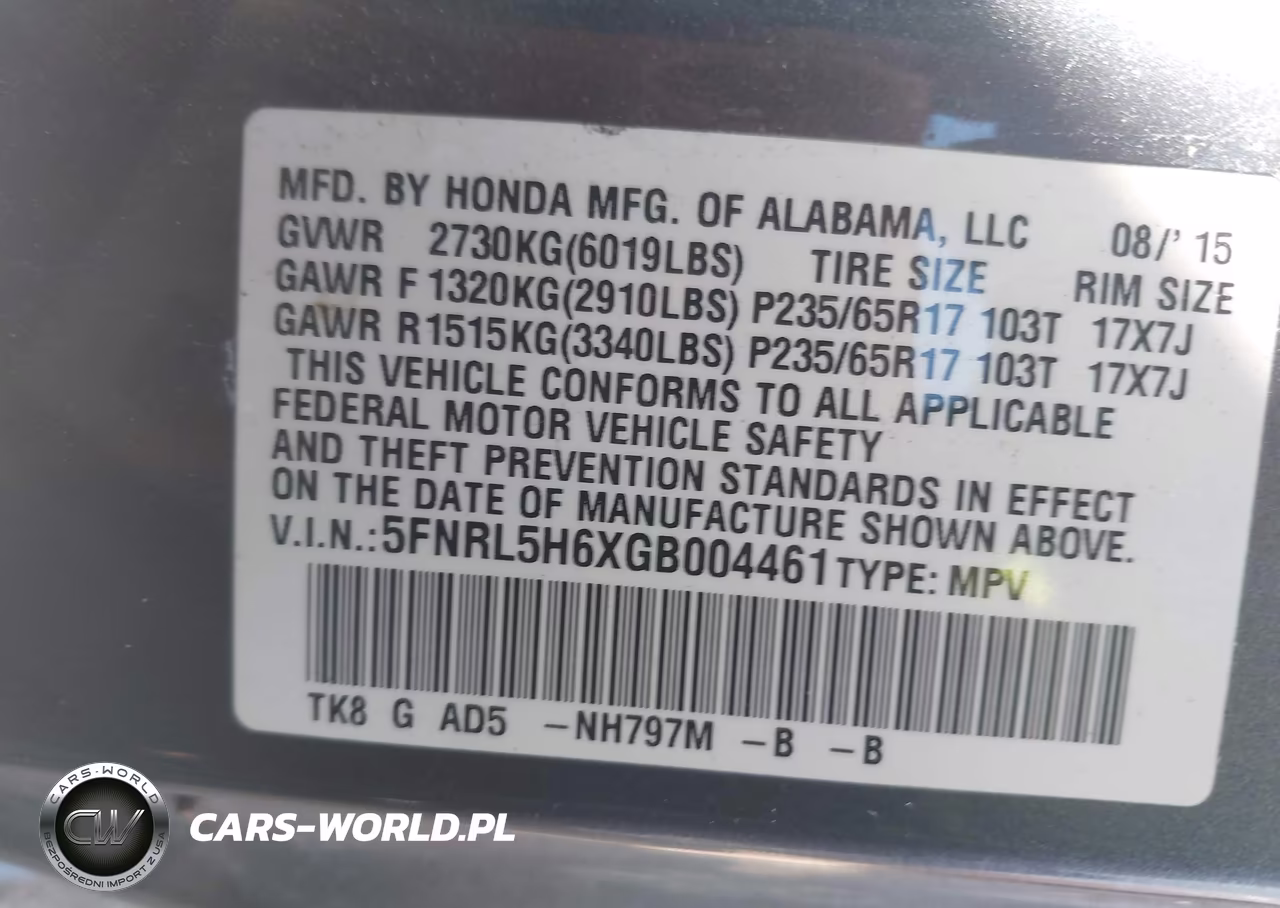 2016 Honda Odyssey Ex-L VIN:5FNRL5H6XGB004461 - 9
