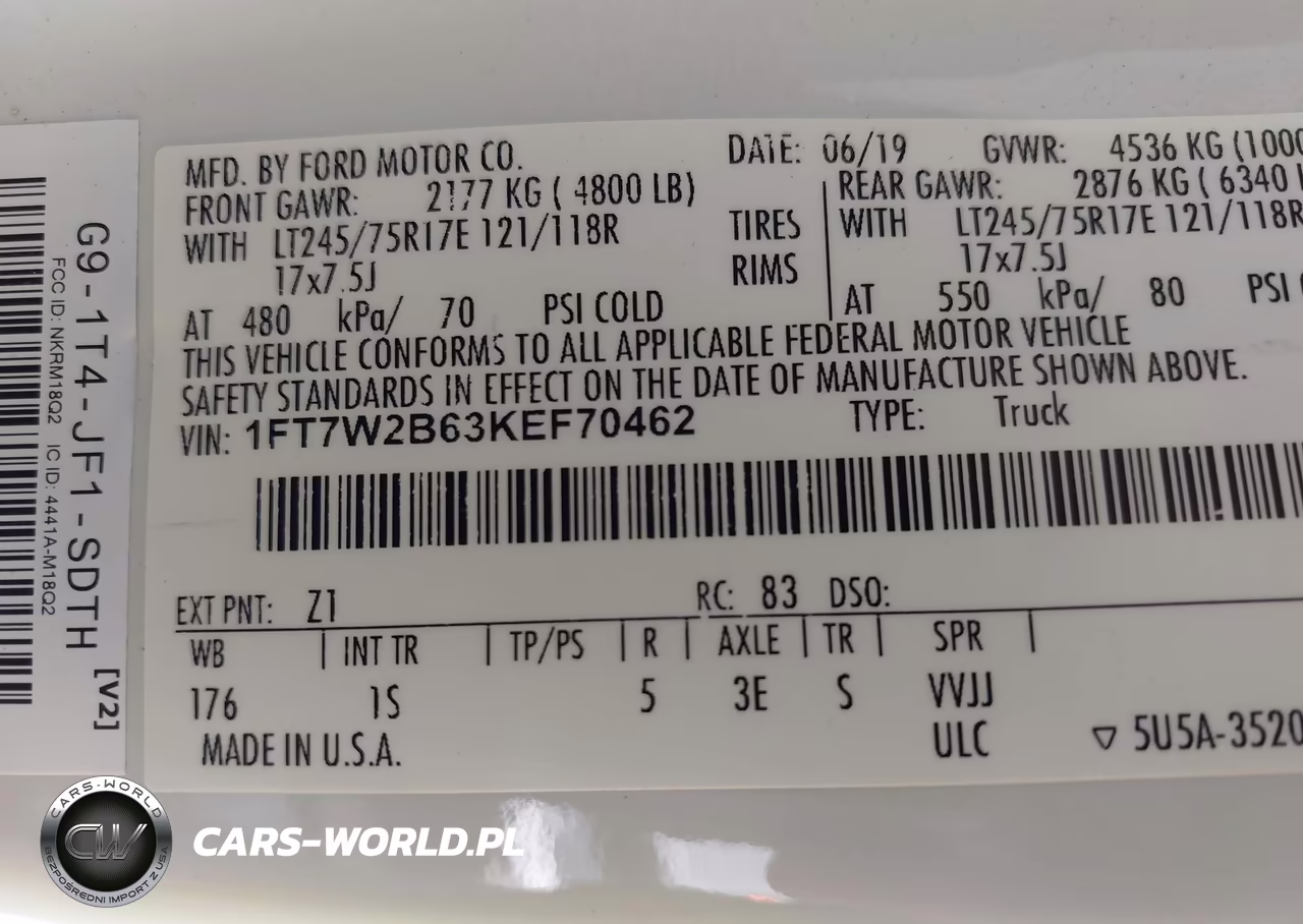 2019 Ford F-250 Xl VIN:1FT7W2B63KEF70462 - 9