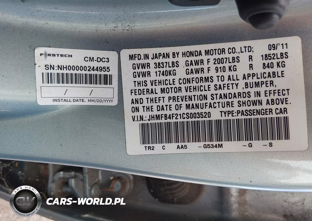 2012 Honda Civic Hybrid VIN:JHMFB4F21CS003520 - 9