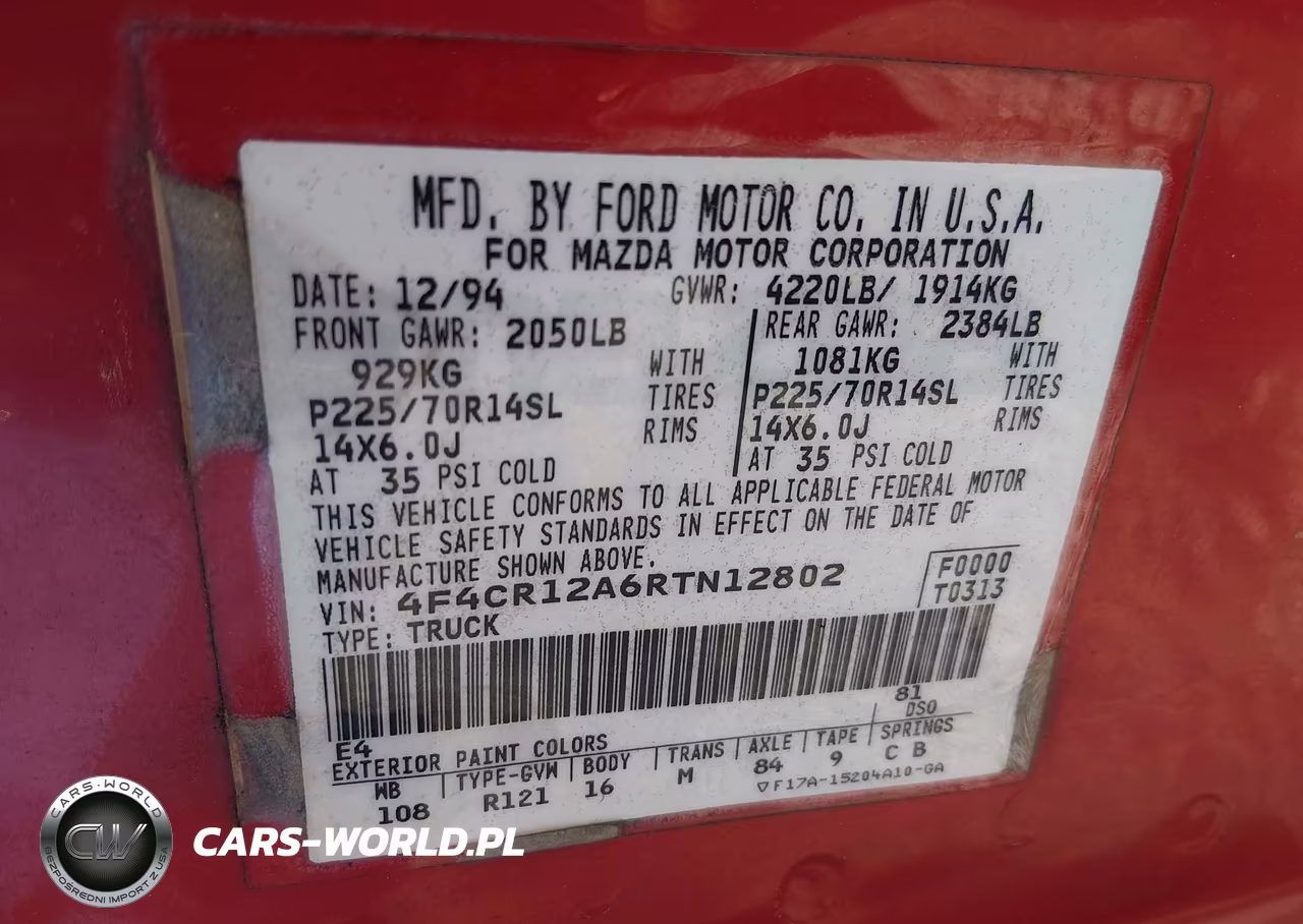 1994 Mazda B2300 VIN:4F4CR12A6RTN12802 - 9