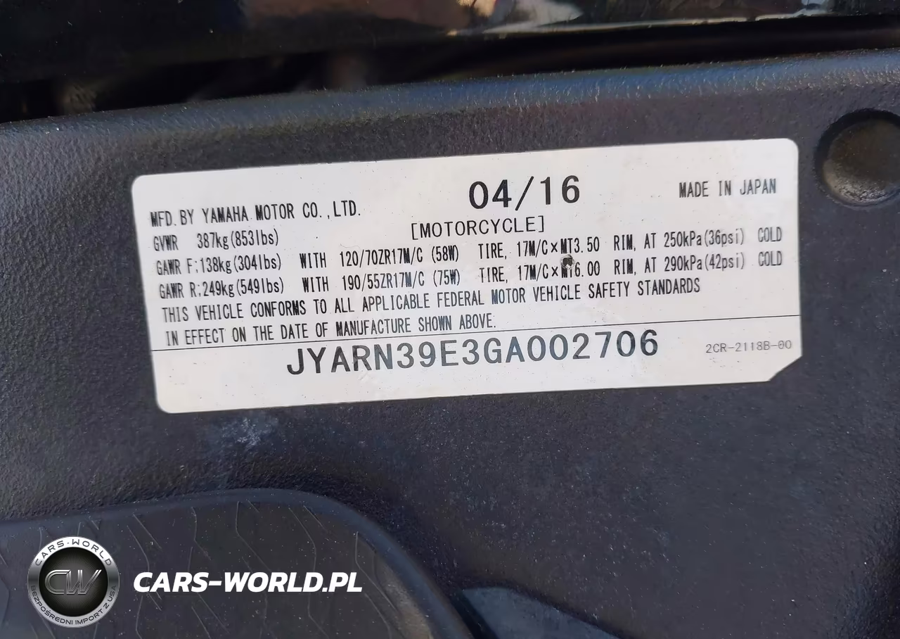 2016 Yamaha Yzfr1 VIN:JYARN39E3GA002706 - 10