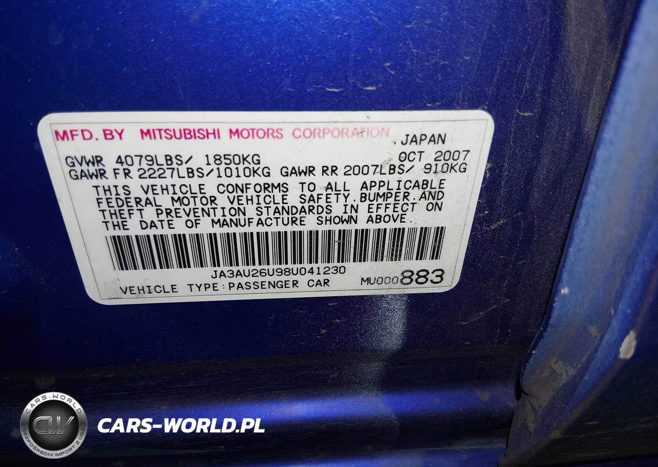 2008 Mitsubishi Lancer De-Es VIN:JA3AU26U98U041230 - 9